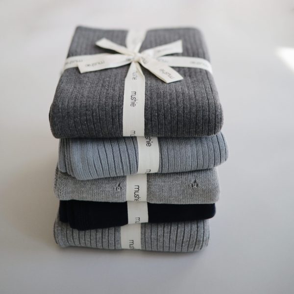 Knitted Baby Blanket Ribbed Smoke Bio Cotton - Image 3