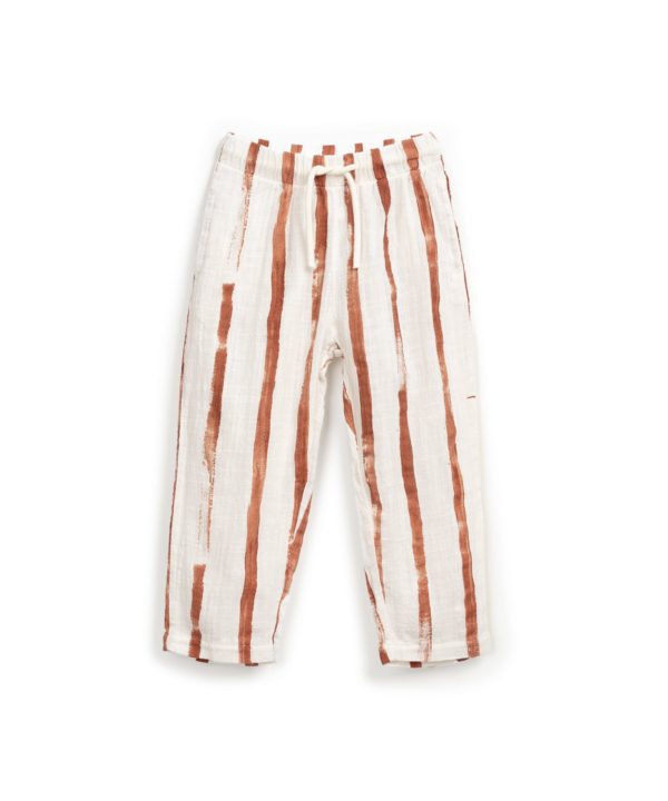 Fabric trousers with striped print