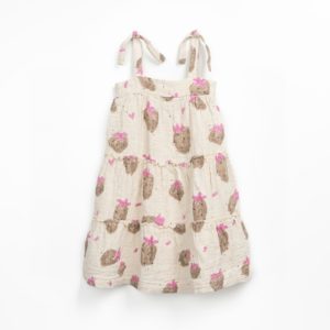 Dress in printed fabric linen and cotton