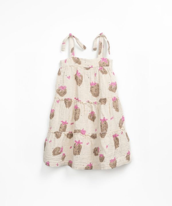 Dress in printed fabric linen and cotton