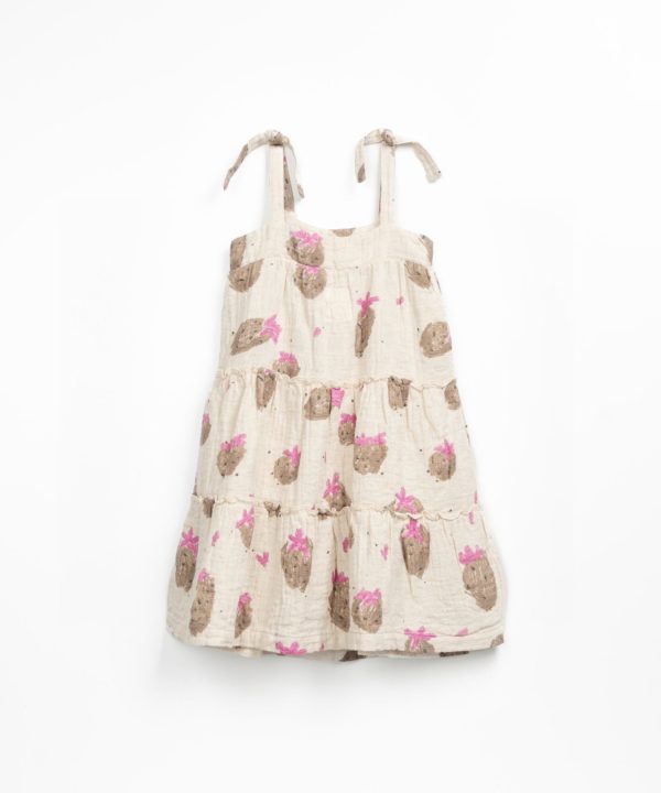 Dress in printed fabric linen and cotton - Image 2