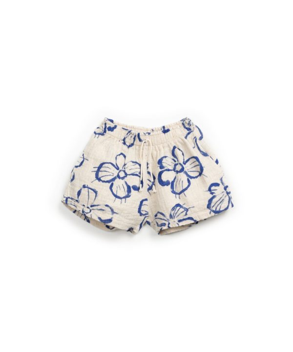 Cotton and linen shorts with floral print