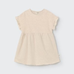 Organic toweling baby dress ivory melange