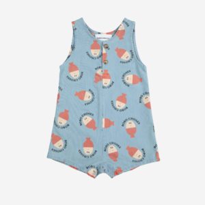 Morning Egg all over denim playsuit