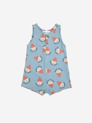 Bobo Choses Morning Egg all over denim playsuit