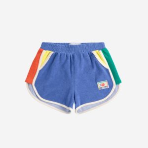 Smiling color block terry cloth shorts