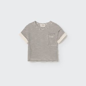 Organic slub striped baby t-shirt navy