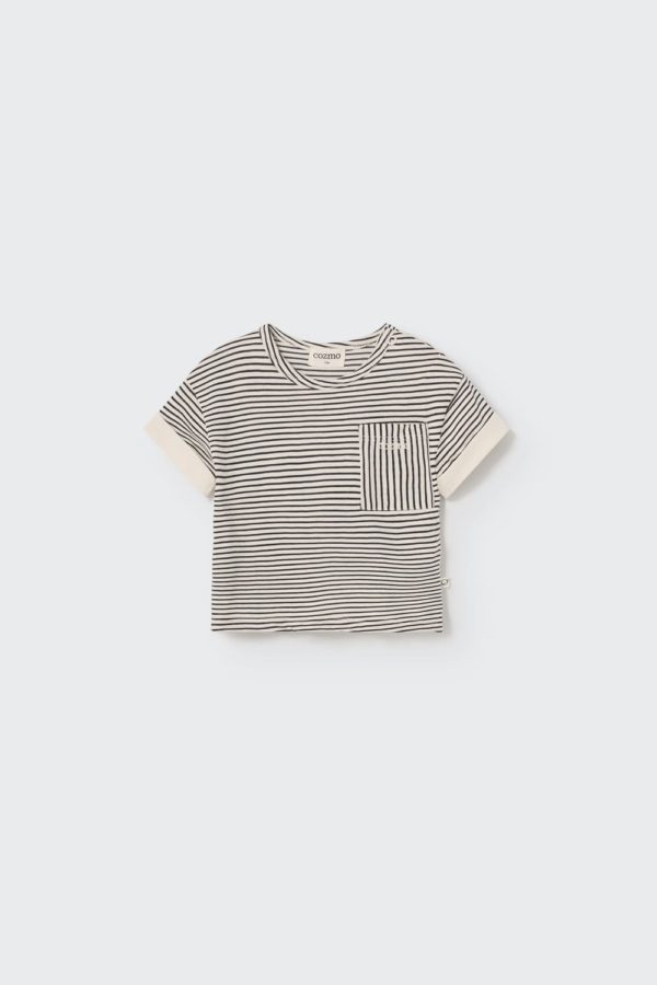 Organic slub striped baby t-shirt navy