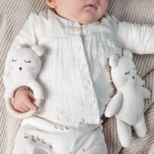 Bobby the Polar Bear Rattle and Cuddle square both hqh