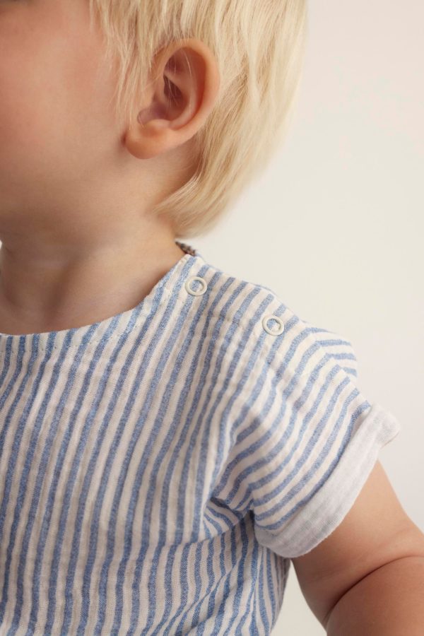 Organic plaid gauze baby top blue - Image 3