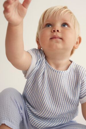 HANNES303S5 striped gauze blue