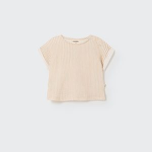 Organic plaid gauze baby top coffee