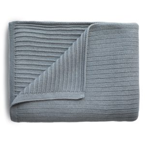 Knitted Baby Blanket Ribbed Smoke Bio Cotton