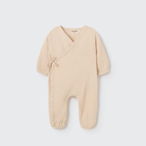 Soft gauze newborn jumpsuit ecru