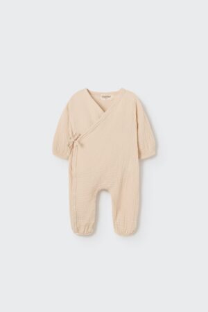 Cozmo Soft gauze newborn jumpsuit ecru