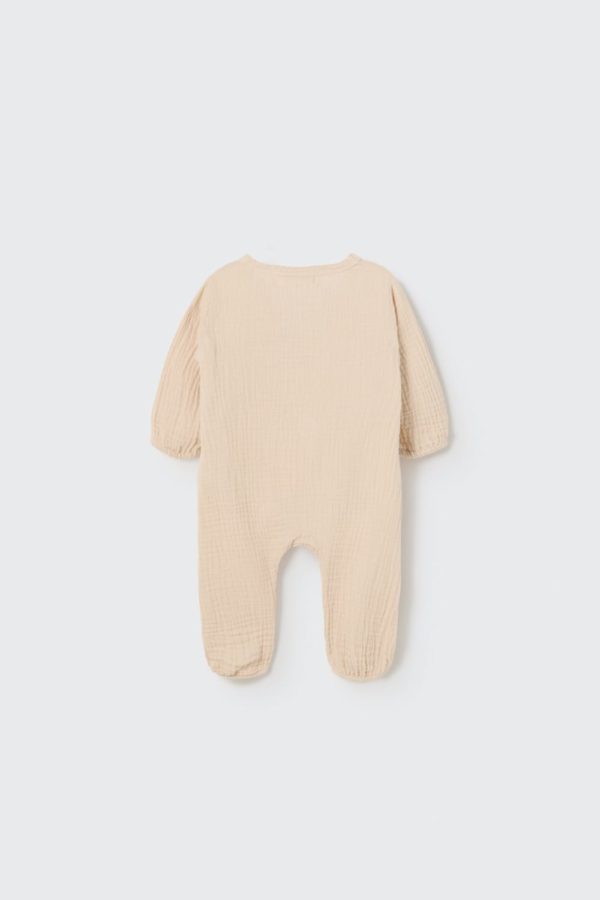 Soft gauze newborn jumpsuit ecru - Image 2