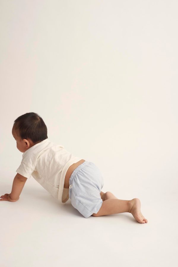 Organic slub baby shorts sky blue - Image 2