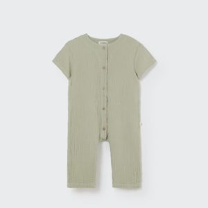 Soft gauze baby jumpsuit frosty green