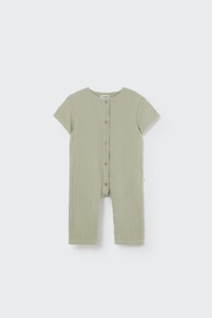 Cozmo Soft gauze baby jumpsuit frosty green