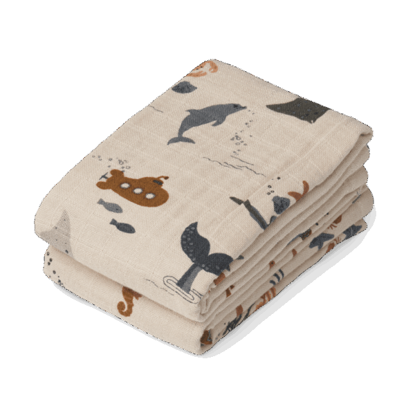 Lewis Muslin Cloth 2-Pack Sea creature