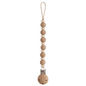 Mushie Silicone Pacifier Clip - Luna Faux Wood