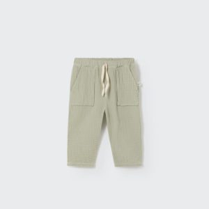 Soft gauze baby pants frosty green