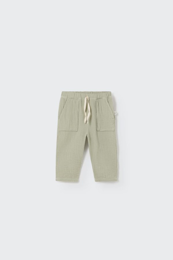 Soft gauze baby pants frosty green