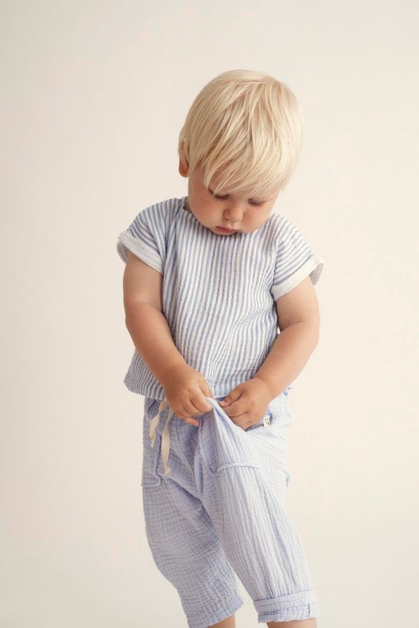 Soft gauze baby pants sky blue - Image 3