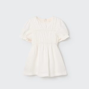 Linen baby dress Ivory