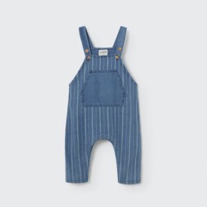 Striped denim baby overalls