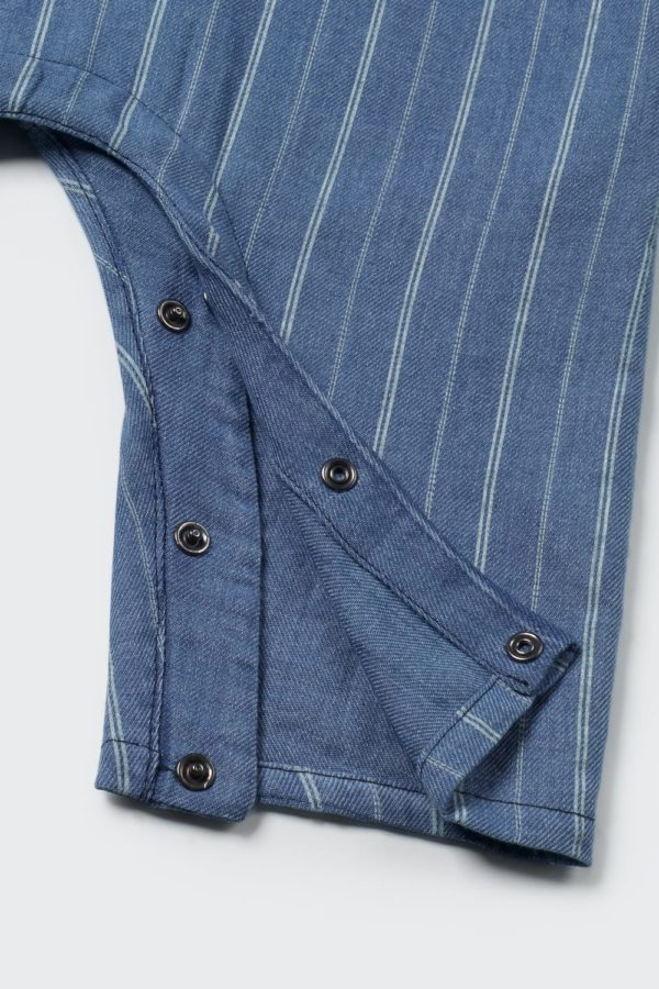 Striped denim baby overalls - Image 2