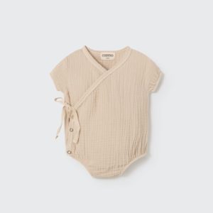 Soft gauze newborn bodysuit ecru