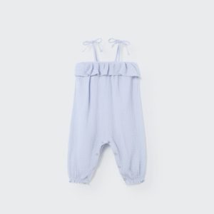 Soft gauze flounce baby jumpsuit sky blue