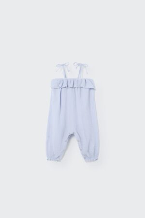 Cozmo Soft gauze flounce baby jumpsuit sky blue