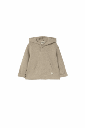 Soft brushed knit hooded baby sweater stone