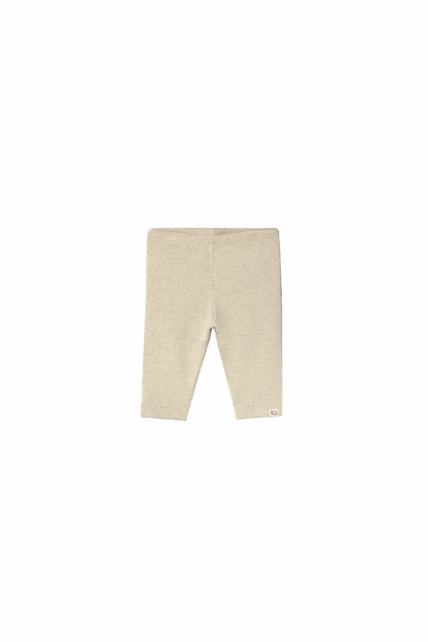 Cozmo Soft cotton rib baby leggings stone