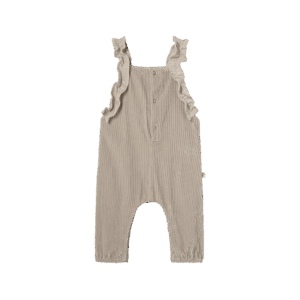 Wide corduroy ruffled baby overallsstone