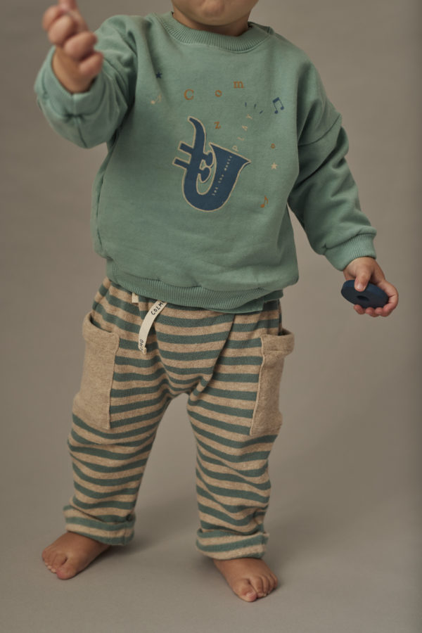 Soft stripes knit baby pants artic blue - Image 2