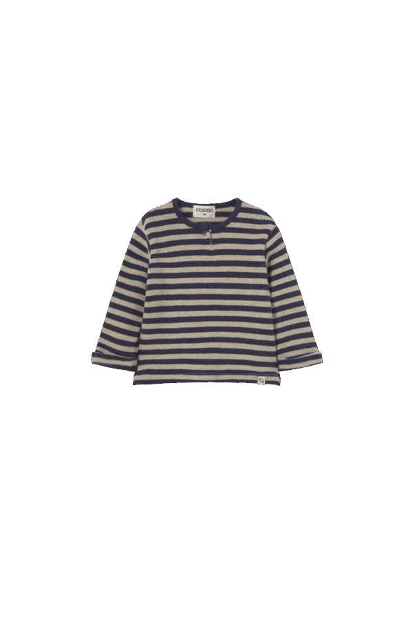 Soft stripes knit baby sweater navy
