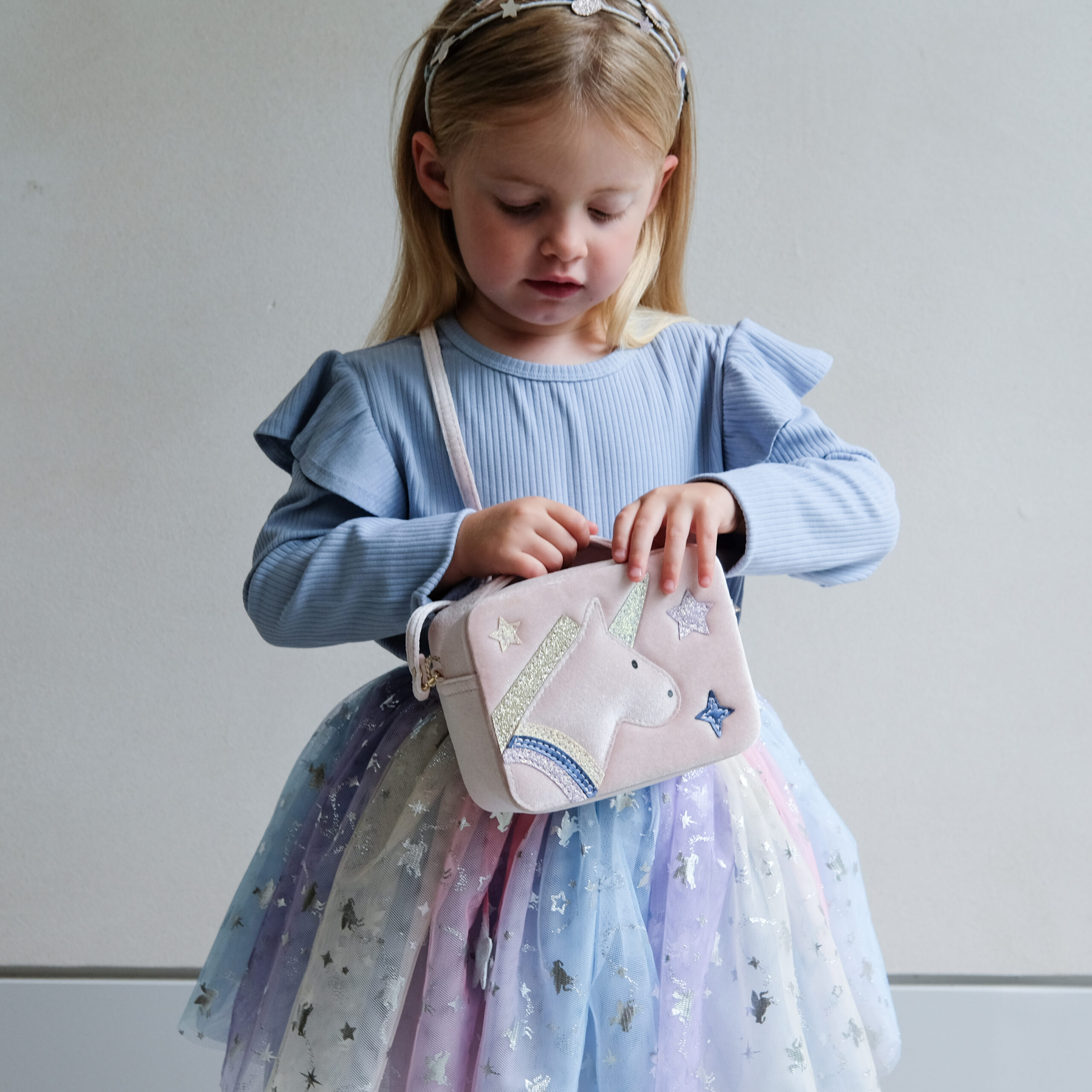 172036 07 celeste unicorn double alice, 173014 27 unicorn boxy bag & 175025 23 unicorn ombre tutu