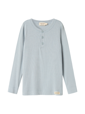 Mar Mar Copenhagen - MicroModal Long-sleeved t-shirt with buttons, blue