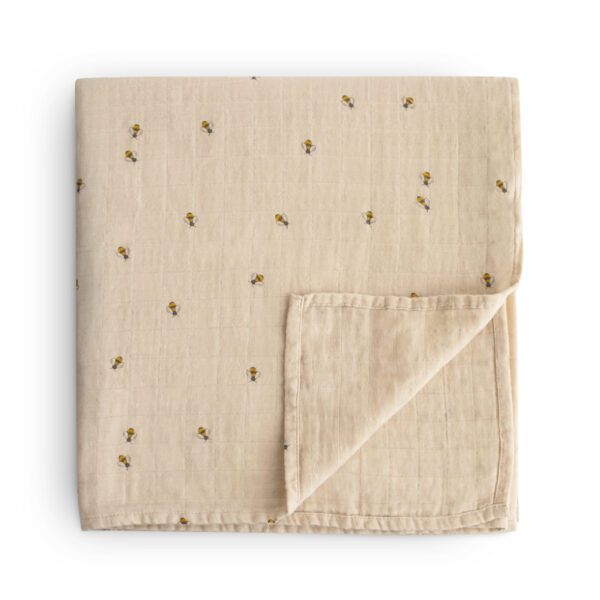 Mushie - Bees swaddles, big sized, organic cotton