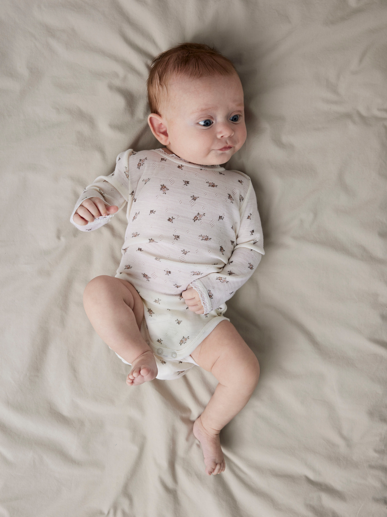 Name It - Wool Body Snow White Small flowers, baby, merino wool