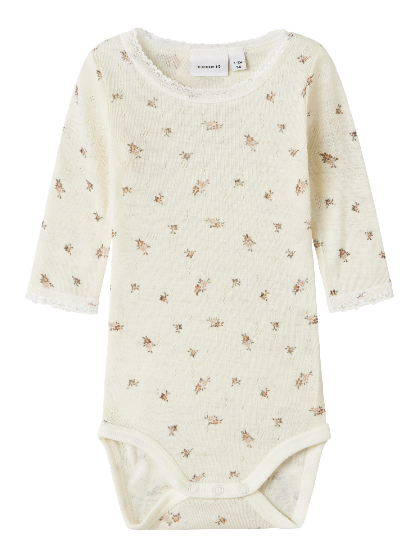 Name It - Wool Body Snow White Small flowers, baby, merino wool