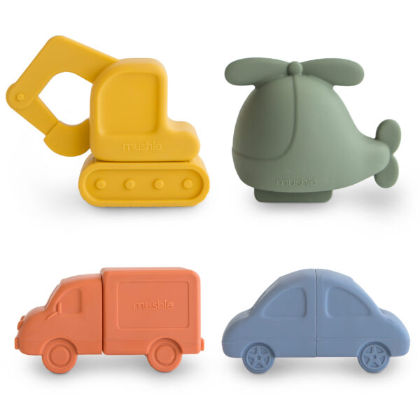 Mushie - Vehicles Bath Play Set- 4 Pack, silicone