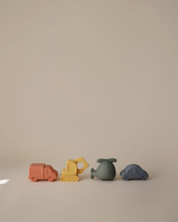 Mushie - Vehicles Bath Play Set- 4 Pack, silicone