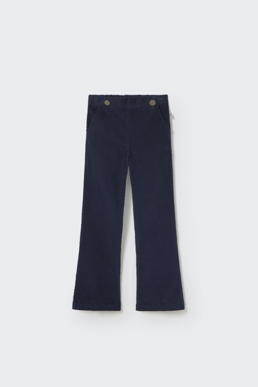 Cozmo - Fine comfort corduroy flared pants, very soft, dark blue, elegant, organic cotton, baby and kids