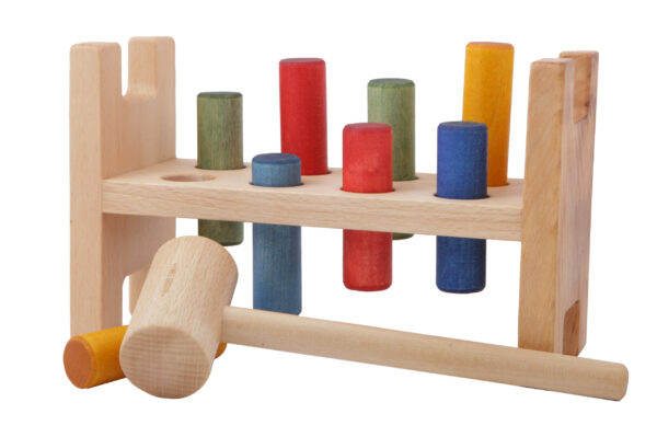 Wooden Toys - Montessori Rainbow pound-a-peg, playground, baby and kids, wood toys