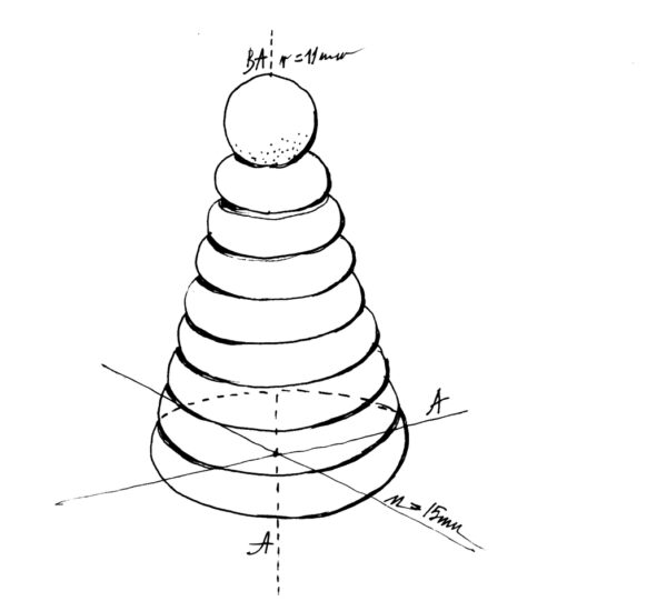 Wooden Toys - Montessori stacker natural round pyramid , playground, baby and kids, natural wood