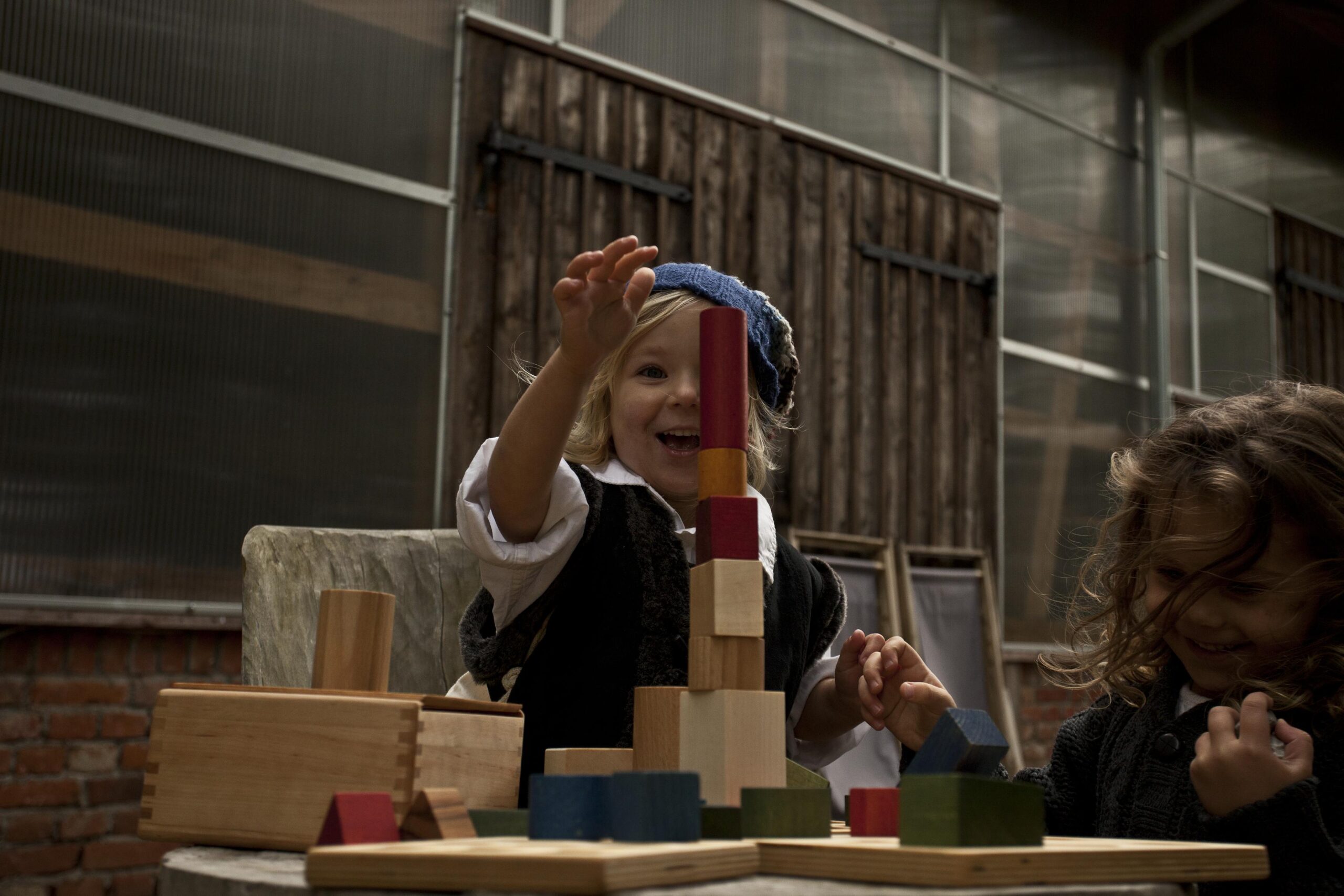 Wooden Toys - Montessori Rainbow blocks in tray - 30 pcs, playground, baby and kids, natural wood